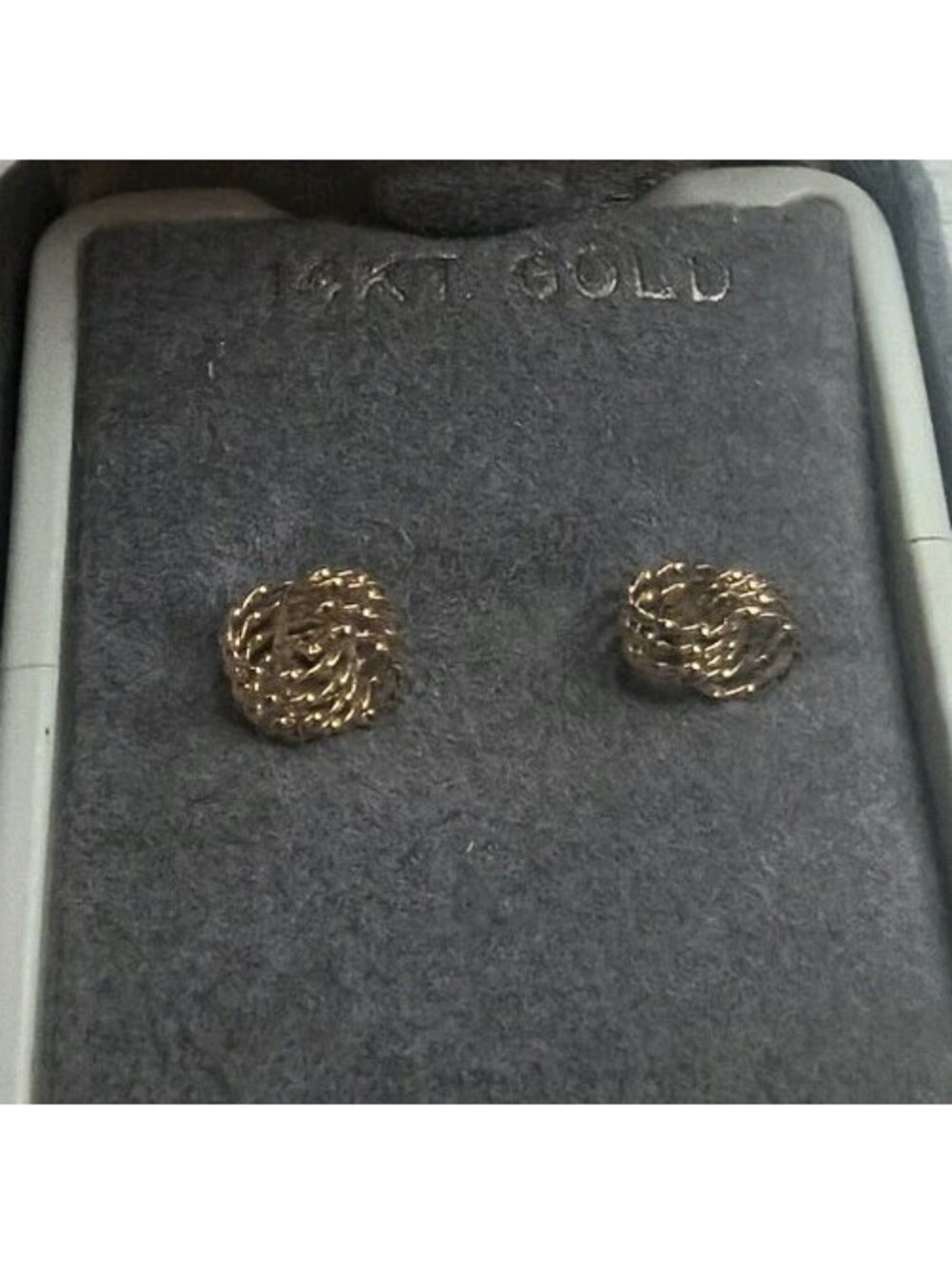 Vintage Solid 14k Yellow Gold Twisted Textured Love Knot Stud Earrings
